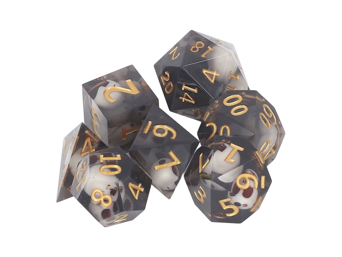 Primerox conjunto de Dados Poliédricos Caveira Transparente em Resina Epóxica para Jogos de Tabuleiro