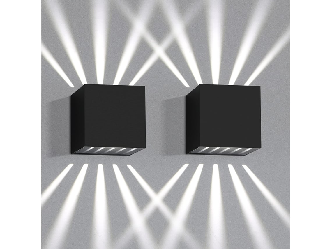 Peças De Luz De Parede Led Interior E Exterior Preto Lâmpada Ao Ar Livre Ip65 À Prova Dip65 Água Luz De Parede Exterior 3000k Branco Fre... Nettlife
