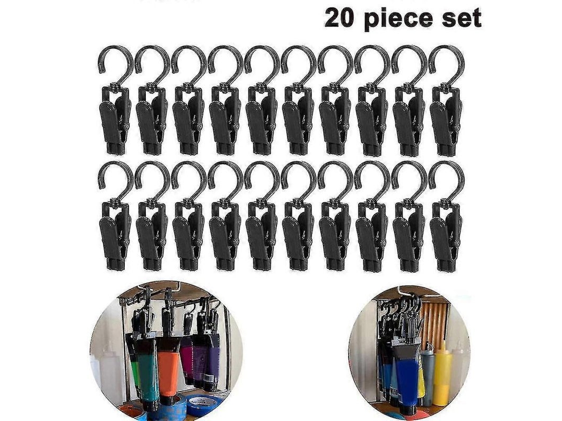 2026 20 Clips de Lavanderia de Plastico Fuerte com Ganchos Giratorios, Clips para Toalhas de Praia e Cadeiras, Antiderrapantes