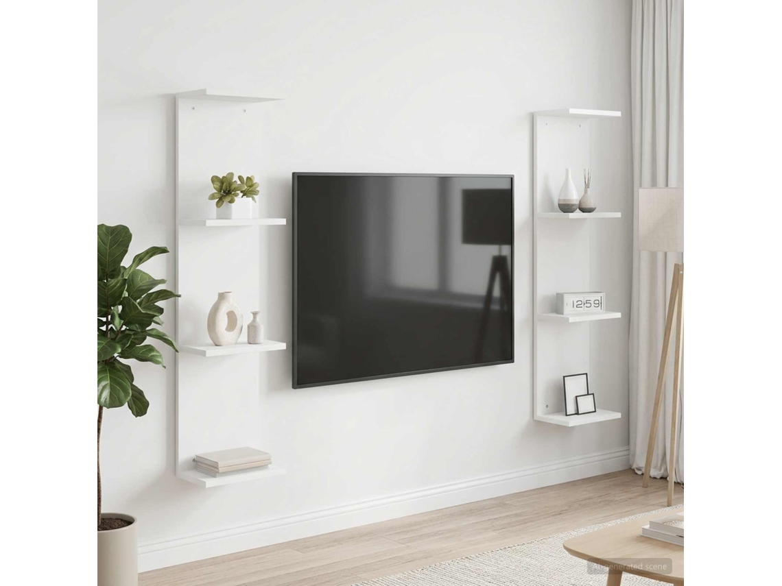 Vidaxl Prateleira De Parede 2 Unid. Branco 25 X 15 X 100 Cm