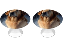 Conjunto De 2 Puxadores Aço Inoxidável Para Armários Cozinha, Personalizados Com Desenho De Golden Retriever, Ideais