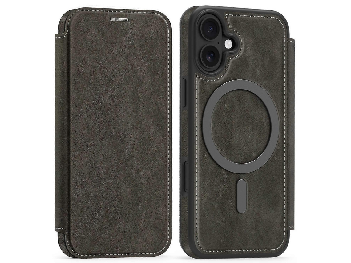 Capa De Couro Para Iphone 16 Compatível Com Suporte Para Cartão Magsafe Com Bloqueio Rfid