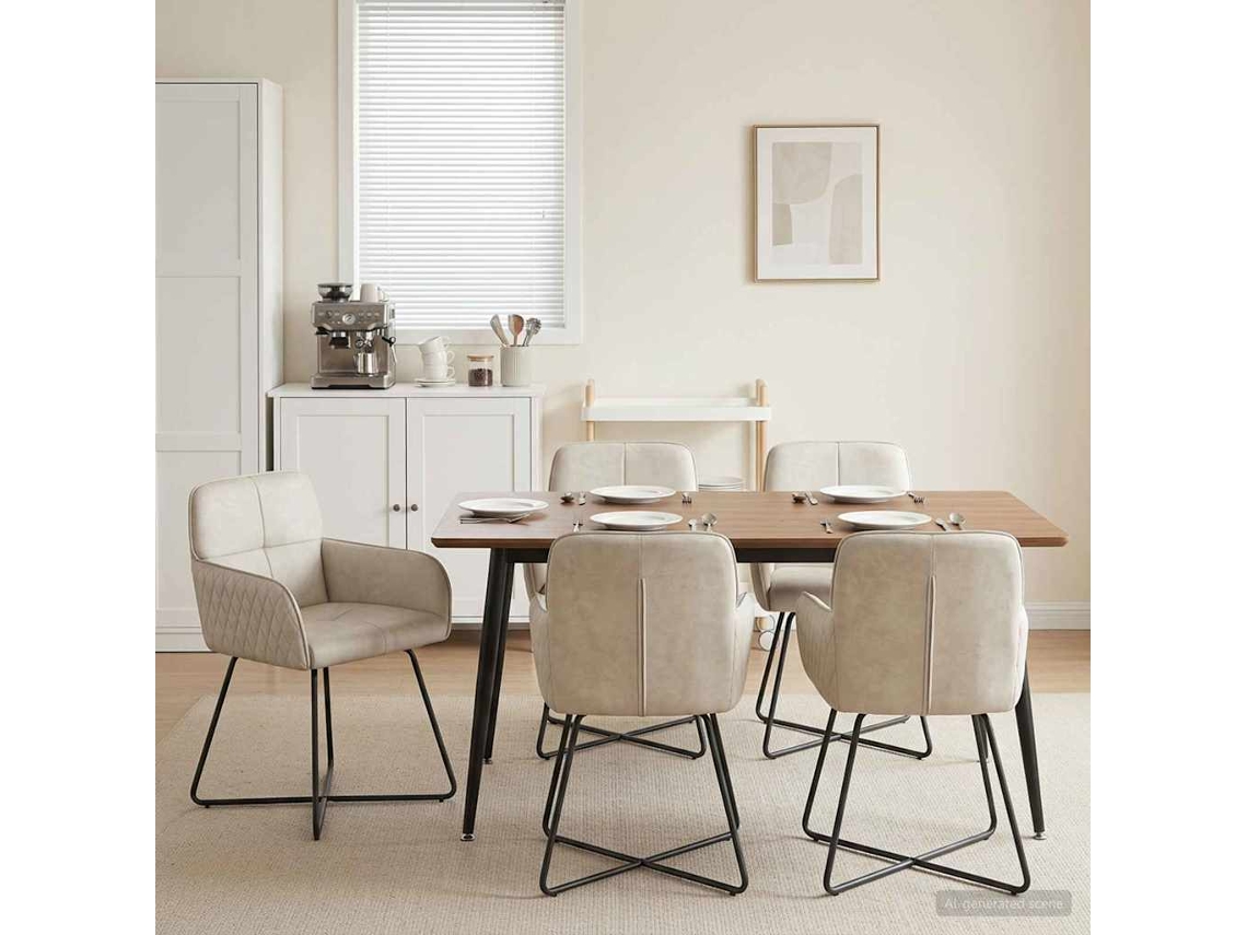 Vidaxl Cadeiras De Jantar 6 Unid. Veludo Creme 59 X 56,5 X 86 Cm