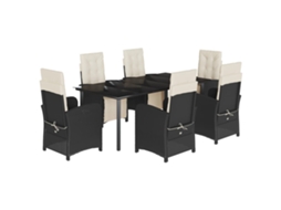 Garden Dining Set, Garden Dining Sets Vidaxl Preto Rattan / Vime (200 Cm Table Length)