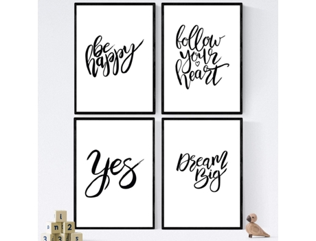 Conjunto De Lians Com Mensagens Felizes E Coloridas. Os Postters 'Pack' Um Grande Sonho '. Sem Quadro