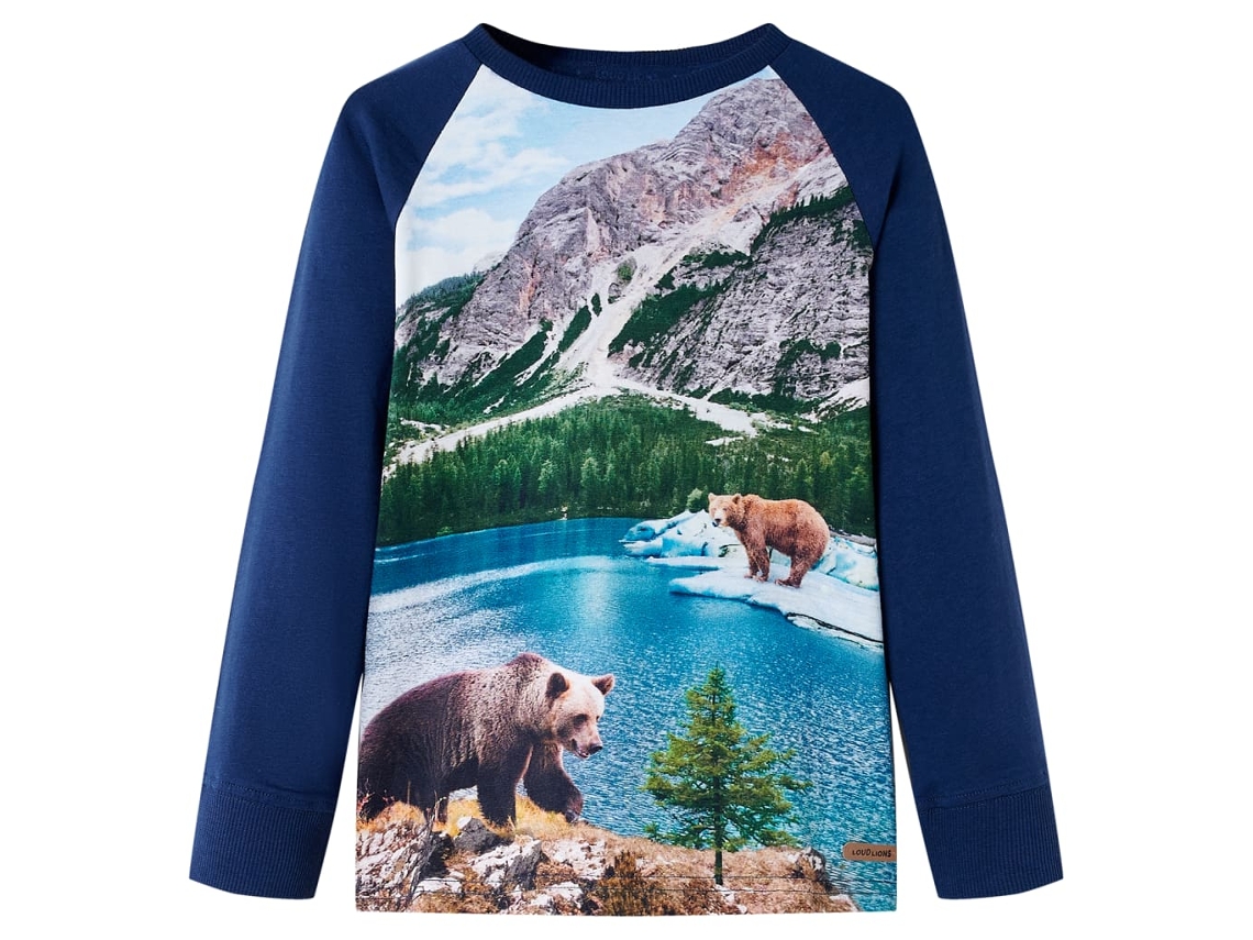 T-shirt De Manga Comprida Para Criança Azul-marinho 128