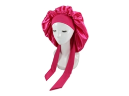 Touca de dormir de seda Aquaforge para cabelos naturalmente cacheados, touca de cetim, rosa e vermelho