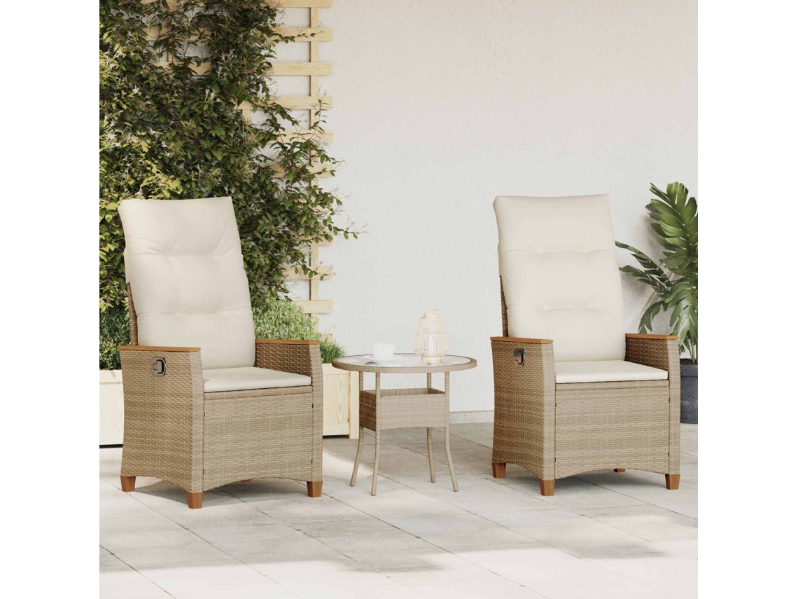Vidaxl Cadeira De Jardim Reclinável Bege E Creme 64 X 57,5 X 112 Cm