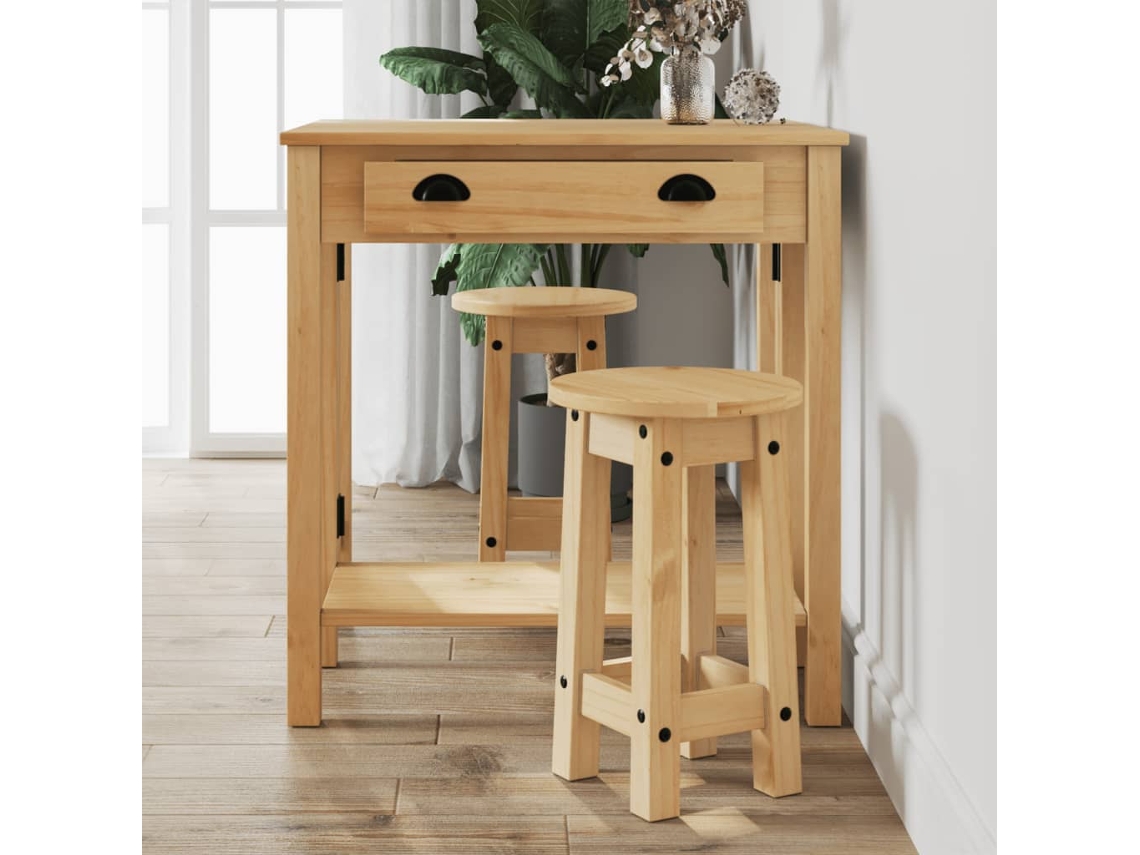 Vidaxl 3 Pcs Conjunto De Bar Pinho Maciço