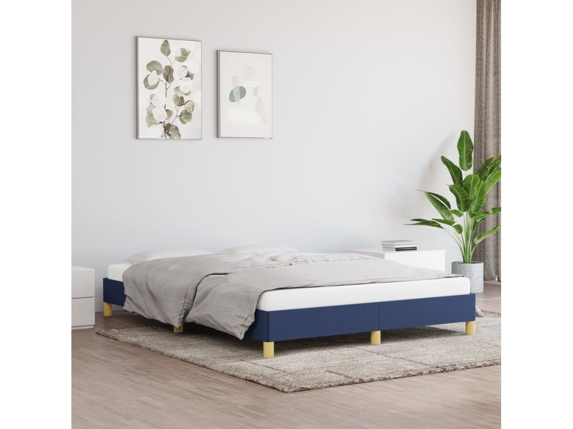 Estrutura De Cama Sem Colchão 140x200 Cm Tecido Azul