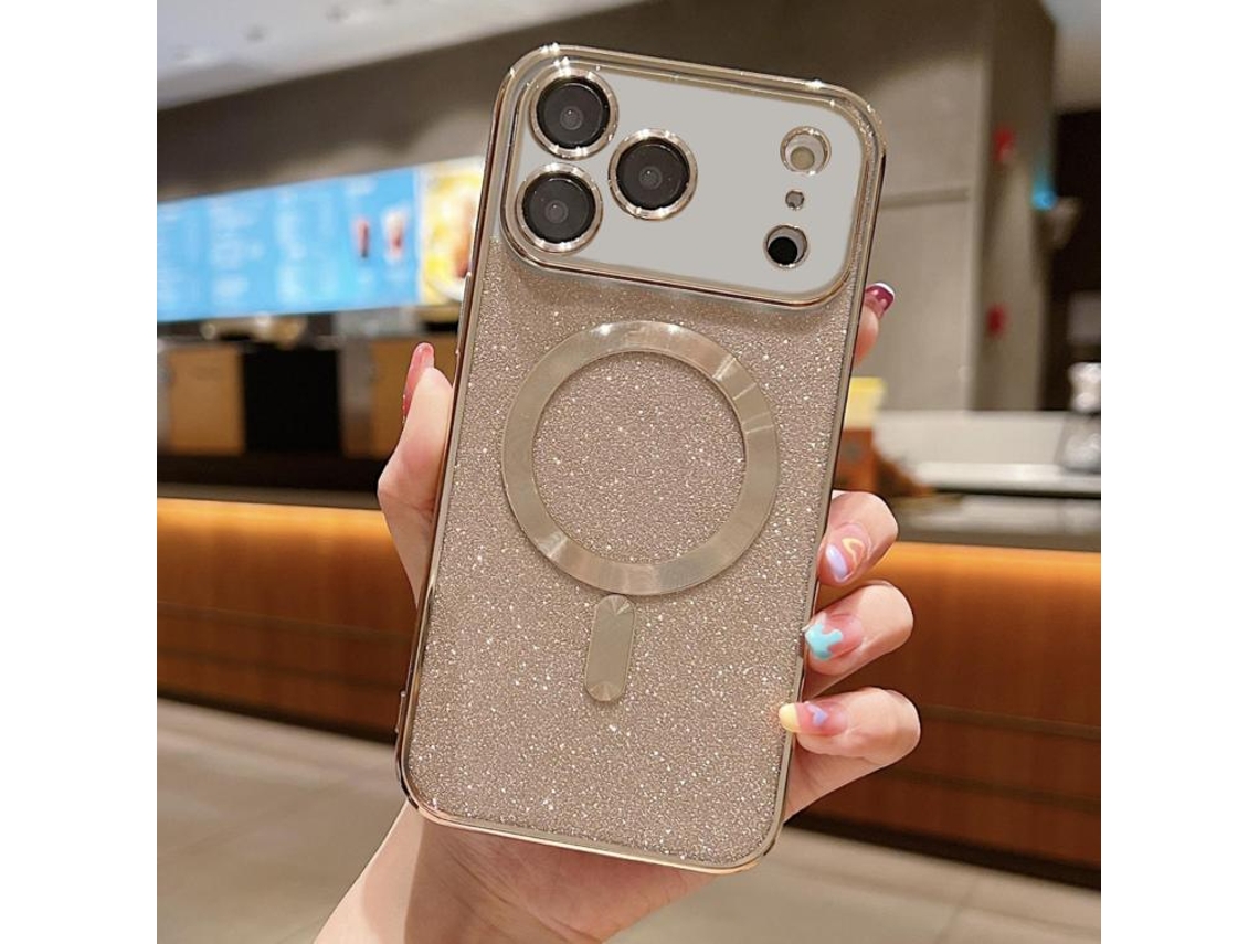 Capa De Tpu Para Iphone 17 Pro Max - Glitter - Acabamento Eletroplástico - Magsafe