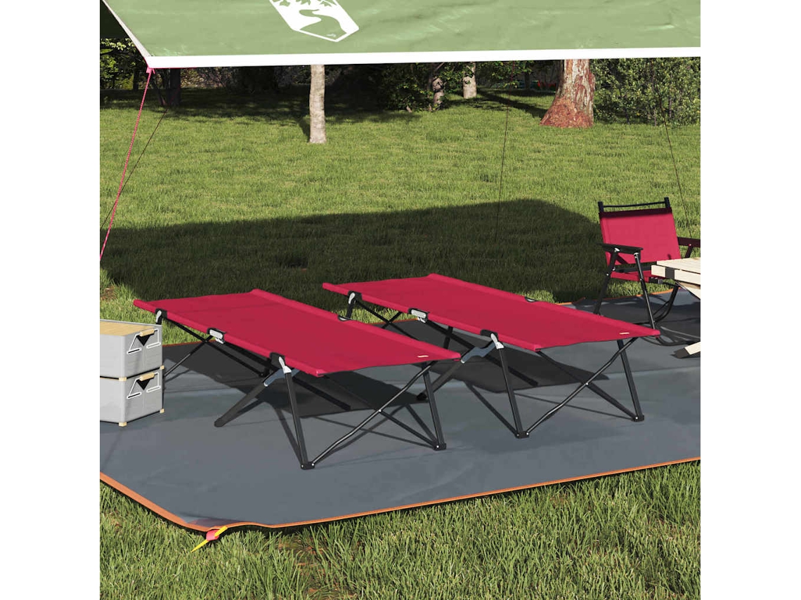 Vidaxl Cama De Camping Dobrável 2 Unid. Vermelho 206 X 76 X 74 Cm