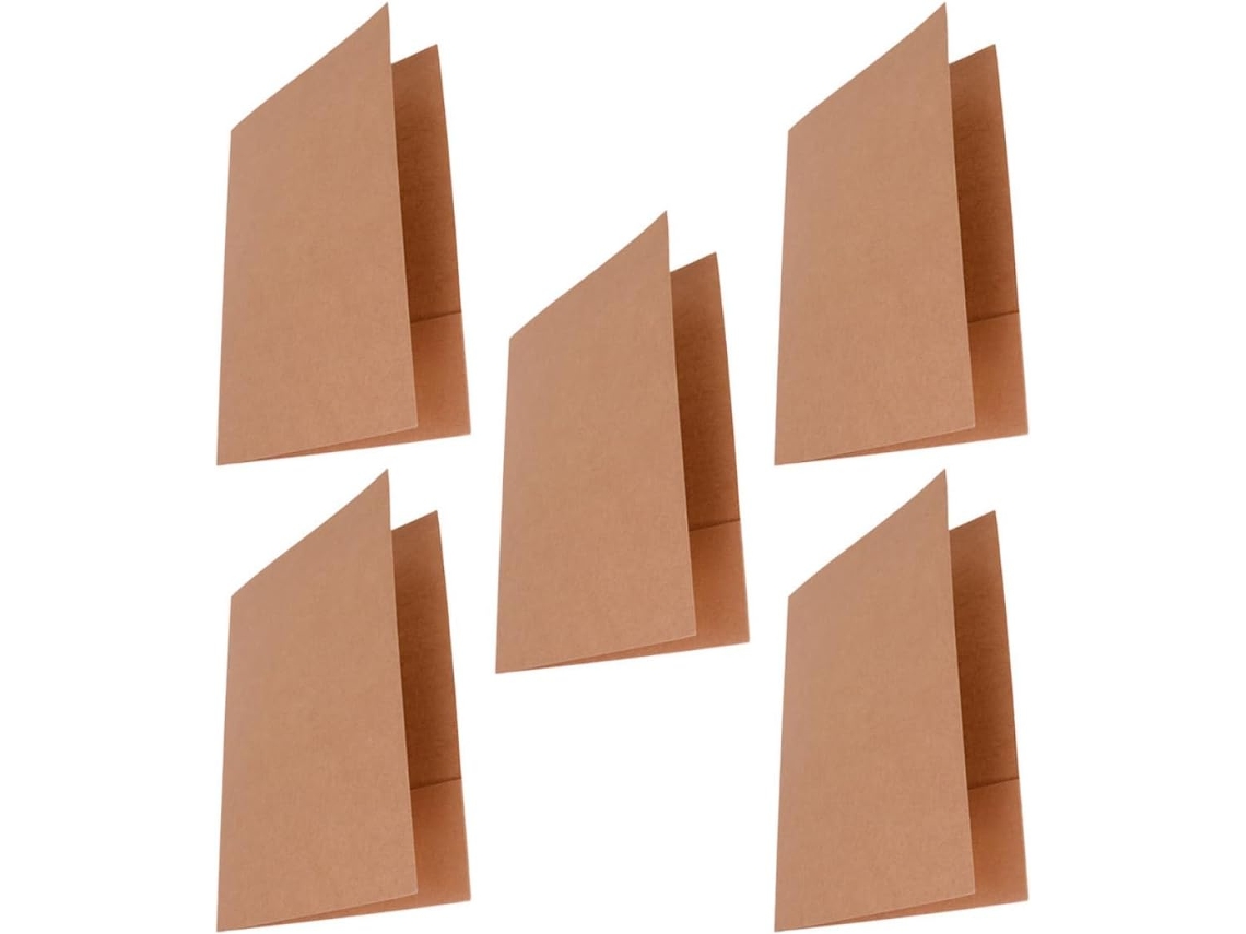 Pacote com 5 Pastas de Arquivo Amosfun em Papel Kraft Marrom, Fáceis Transportar, Bolso Único, Unidades, Multi