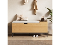 Banco Para Sapatos, Baú Com Assento, Armário Dobrável E Banco Para Os Pés. Cor: Natural. Dimensões: 115 × 49,5 × 40 Cm.
