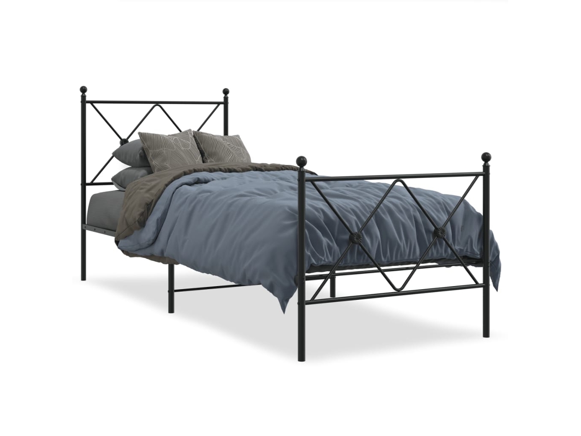 Bed Frame, Bed Frames Vidaxl Preto Aço (75 X 190 Cm)