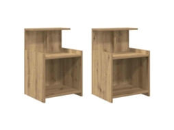 Conjunto de 2 Armários de Cabeceira Carvalho Artesanal 40x35x60 cm MAISON EXCLUSIVE