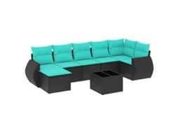 Conjunto de Sofá de Jardim, 9 Peças, Almofadas, Rattan Marrom MAISON EXCLUSIVE