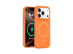 (laranja, Iphone 17) Capa Magnética Resistente Para Iphone, Em Silicone Líquido De Cor Sólida, Com Design Simples.