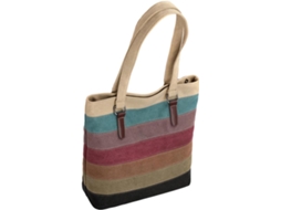 Bolsa Feminina De Lona Patchwork Com Vários Bolsos, Alça De Ombro, Grande Capacidade, Ideal Para Uso Diário.