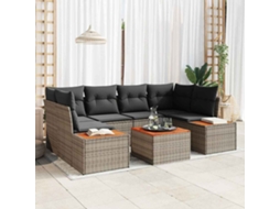 Vidaxl Conjunto De Sofá De Jardim 6 Pcs Cinzeto Rattan Sintético
