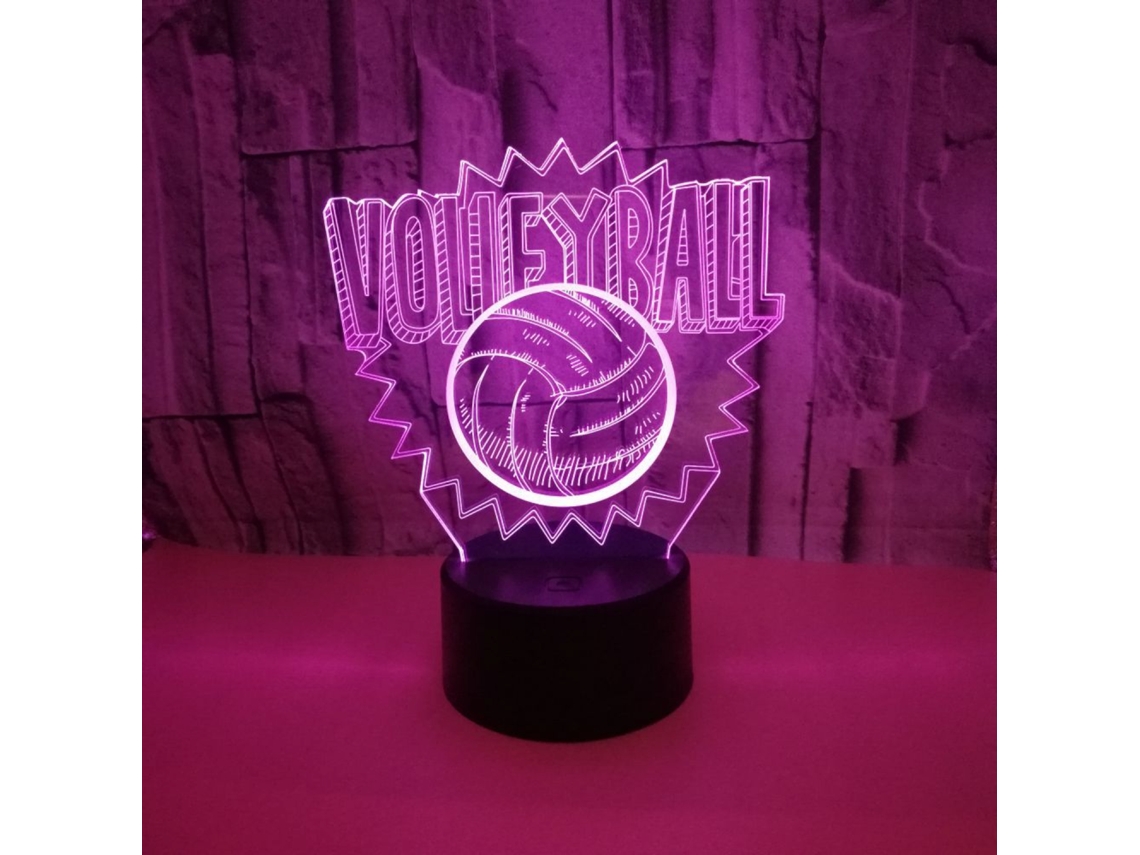 Luminária Noturna 3d Justup em Formato de Bola Vôlei para Sala Estar com Controle Remoto e 16 Cores Variáveis BRILVIBERA