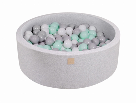 Piscina de Bolas MEOWBABY Round Dry Baby Algodão Cinzento Claro 90X30Cm 200 Bolas de 7Cm: Hortelã/Cinza/Branco