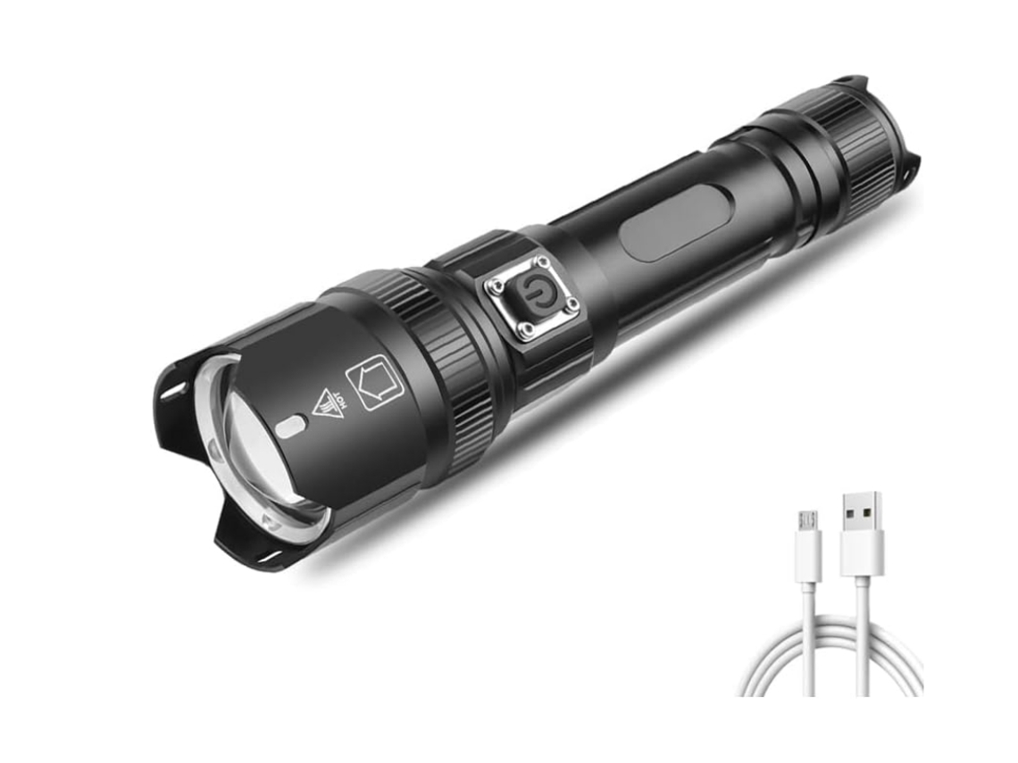 Lanterna Led Xhp100 Usb Recarregável À Prova D'Água Luz Super Brilhante para Viagens Ao Ar Livre Preta BISBISOUS VIGA EUROPE