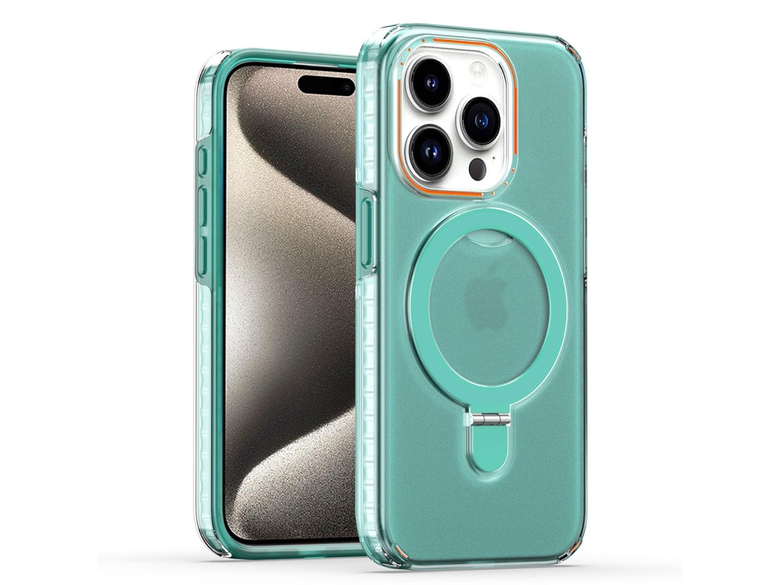 Suporte Casa Magsafe Para Iphone 15 Pro Max Pele Sintética Verde
