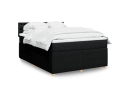 Vidaxl Cama Com Molas/colchão 140x200 Cm Tecido Preto