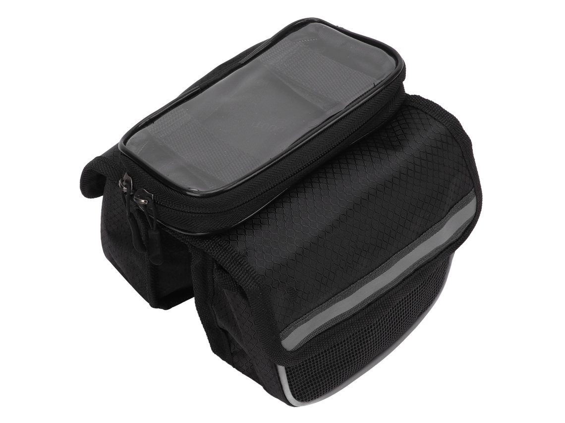 Bolsa Para Quadro De Bicicleta Com Tela Tpu Sensível E Fita Refletiva Para Celular 3.5-4.8 Polegadas Preta