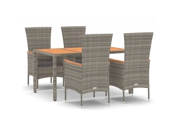 Maison Exclusive - 5 Pcs Conjunto De Jantar P/ Jardim C/ Almofadões Vime Pe Cinza