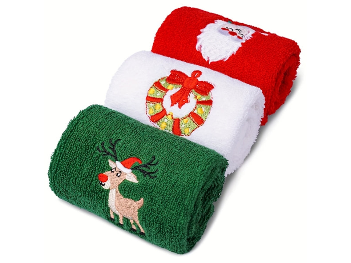 Sabonetes de Natal: Pacote com 3 Unidades com Motivos Macios, de Algodão AQUAFORGE