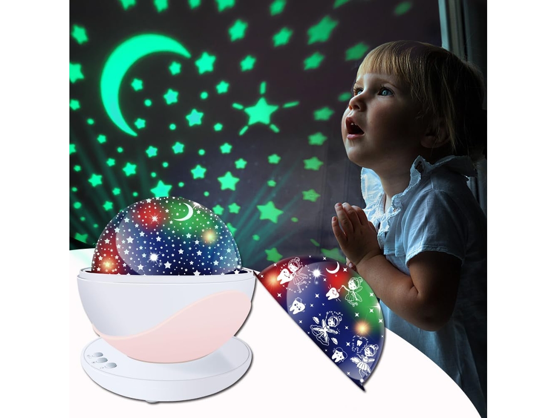 Projetor de Luz Noturna Led, Projetor de Estrelas Giratório, Luz Galáxia, Projetor de Teto Usb Infantil Rosa BRILVIBERA