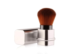 Pincel de Maquiagem Kabuki Retrátil para Base Pó Blush Bronze Prata