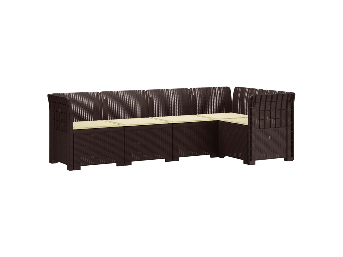 Vidaxl Sofá De Jardim De 5 Pessoas Com Almofadas Visual De Rattan Pp