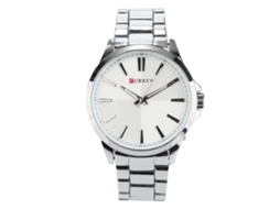 Reloj De Pulsera Hombre De Aleación Analógico Cuadro Redondo De Cuarzo Impermeable Blanco