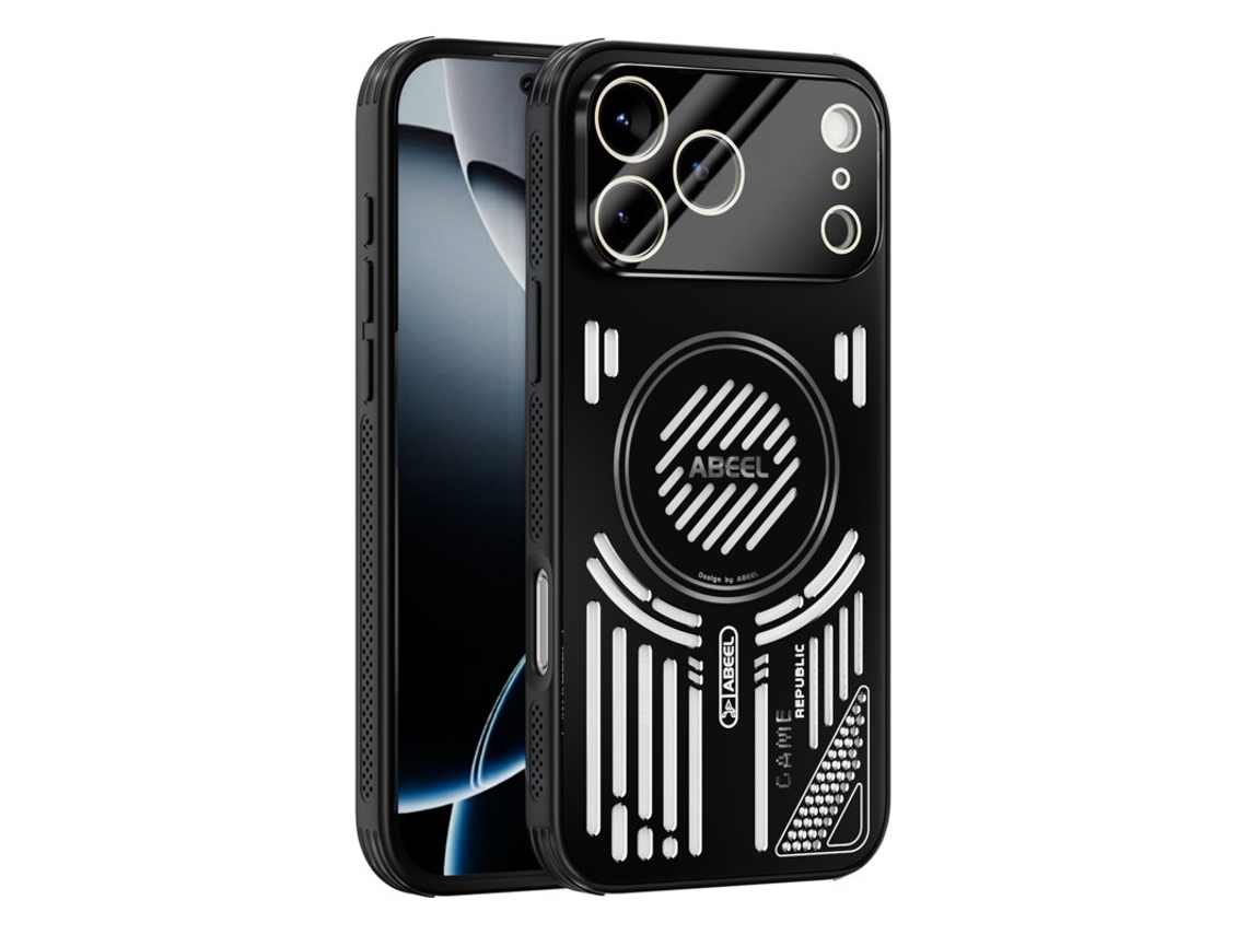 Capa Abeel Para Iphone 17 Pro Max Em Alumínio Pc Tpu - Preta