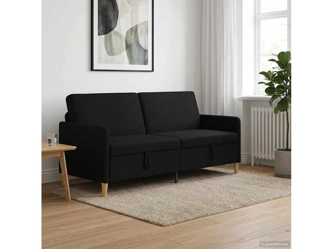 Vidaxl Sofa Com Armazenamento Preto 192 X 78 X 87 Cm Poliéster