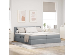 Vidaxl Cama de Armazenamento Led com Colchão Cinzento claro