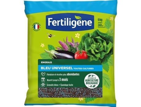 Fbleubio6 Blue Fertilizante Universal 6 kg Floração e Colheitas Abundantes Nutre até 3 Meses por 240m² Fertiligene
