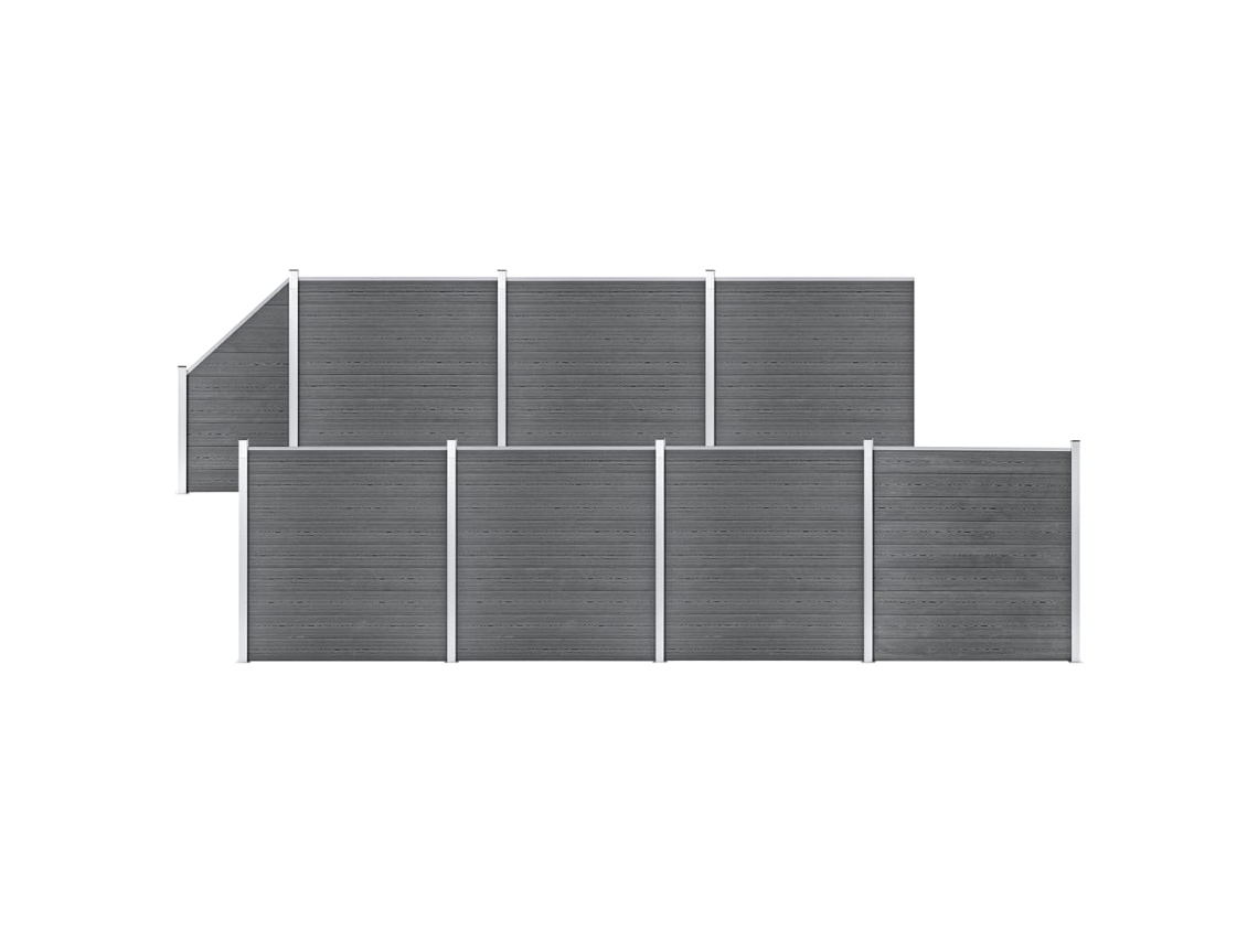 Vidaxl Painel Vedação Wpc 7 Quadrados 1 Inclinado 1311x186 Cm Cinzento