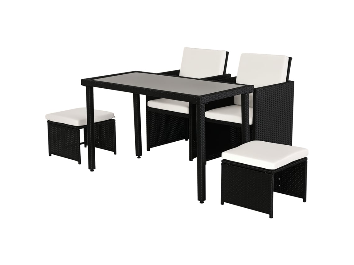 Conjunto Jantar Jardim 11 Peças QINGYU TECH com Almofadas de Vime Sintético