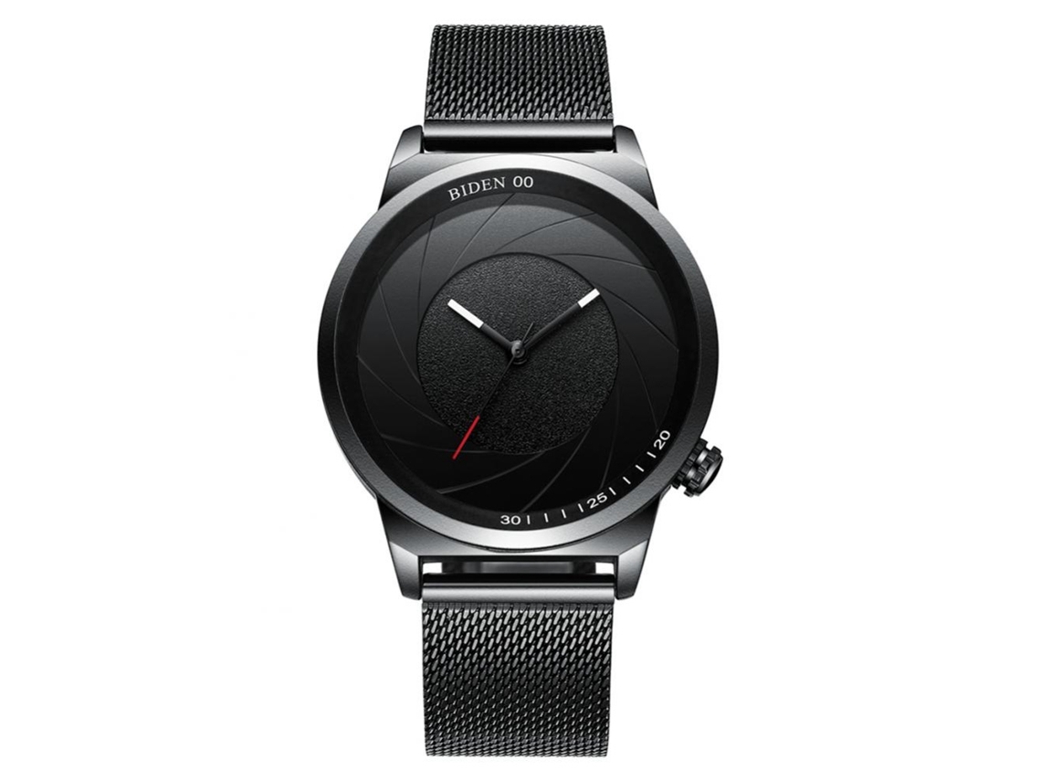 Relógio de pulso analógico Biden Round Quartz para negócios e moda para casais.