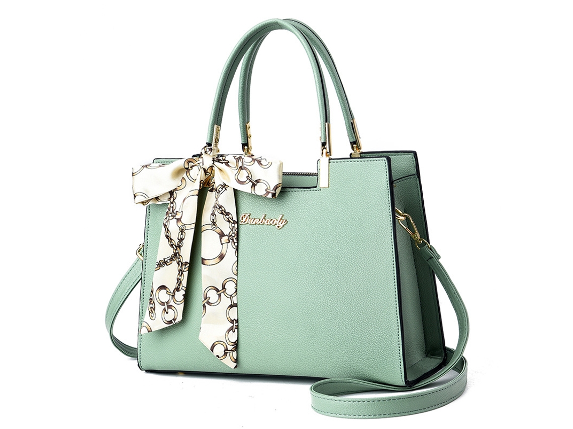 Mala De Ombro De Mulher Bolsa Elegante Com Decoração Em Lenço De Seda (verde) Cuich