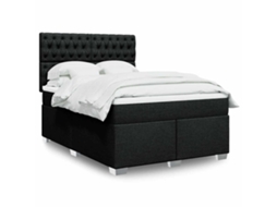 Vidaxl Cama Com Molas/colchão 140x190 Cm Tecido Preto
