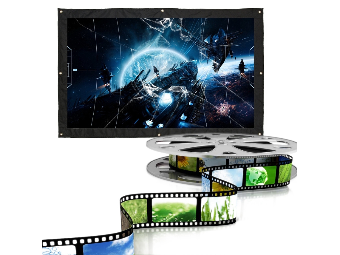 Tela de Projetor de Lona 200 Polegadas 16:9 para Filmes ao Ar Livre, Alta Resistência EOOCOO
