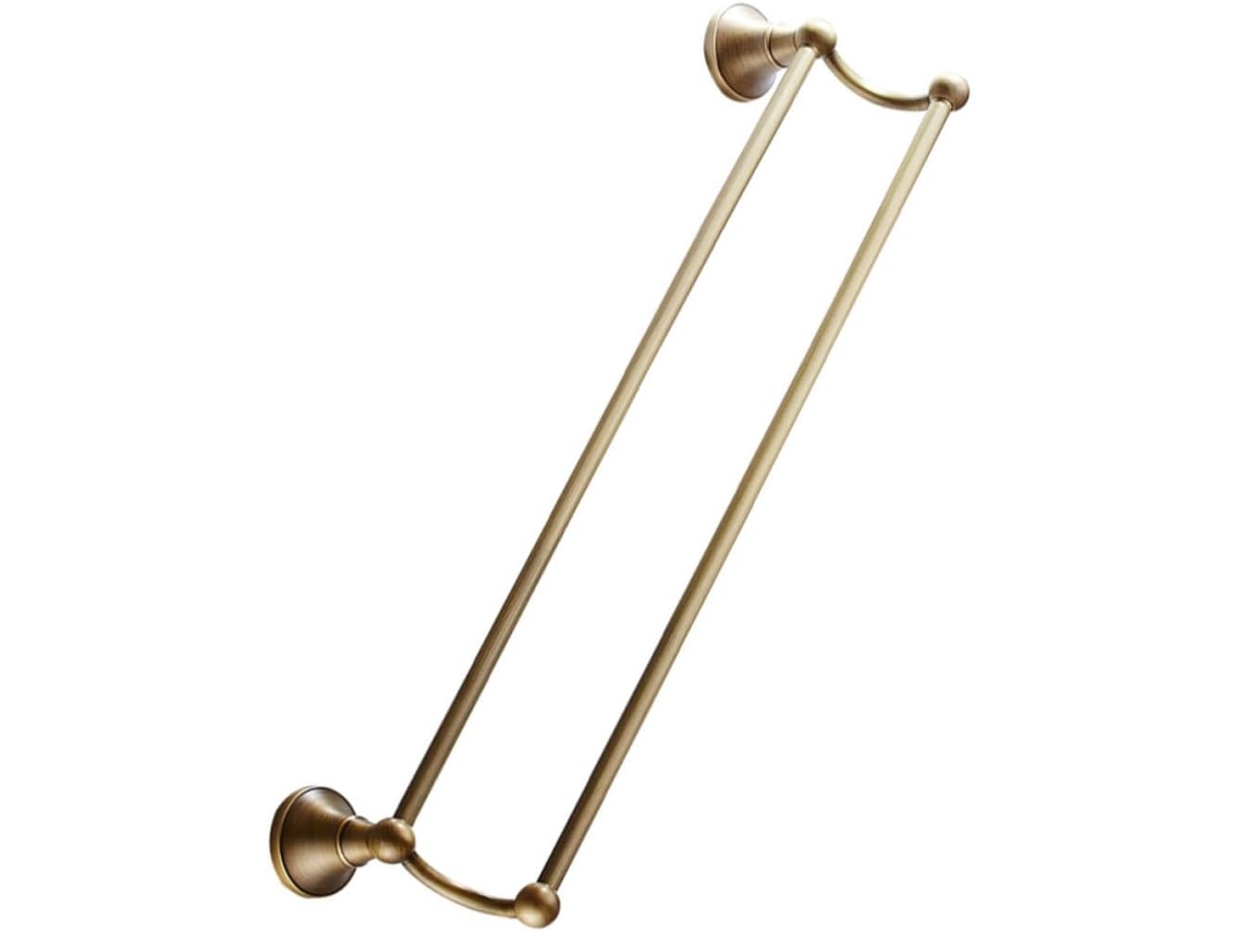 Toalheiro De Latão Com Suporte Duplo Para Toalhas Banheiro, 55cm, Marrom, Prático E Fácil De Instalar Para Hotéis