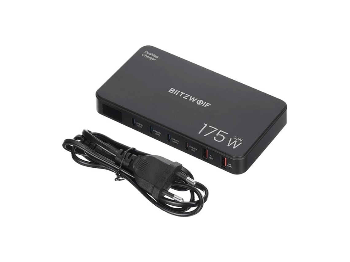 Estação de Carregamento BLITZWOLF 6 em 1 Bw s30 com 4 Portas Usb c e 2 Portas Usb para Laptop e Celular.