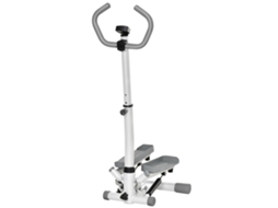 Stepper Com Monitor Lcd, Guidão Ajustável E Faixas Elásticas, Feito De Aço E Abs, Branco E Cinza.