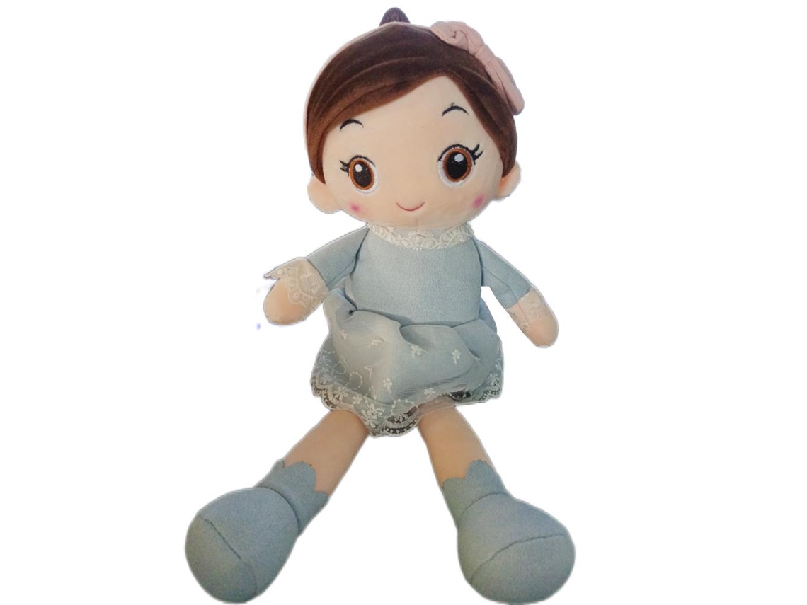 Boneca de Trapo Fofa 40cm Brinquedo Dormir Travesseiro Presente Decoração Quarto Rosa Azul Cinza | S/MARCA